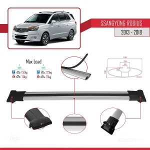 Ssangyong Rodius 2013-2018 Arası ile uyumlu FLY Model Ara Atkı Tavan Barı GRİ thumb 4