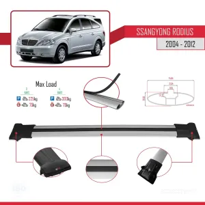 Ssangyong Rodius 2004-2012 Arası ile Uyumlu FLY Model Ara Atkı Tavan Barı GRİ 3 ADET BAR thumb 4