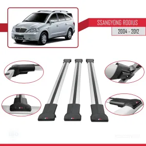 Ssangyong Rodius 2004-2012 Arası ile Uyumlu FLY Model Ara Atkı Tavan Barı GRİ 3 ADET BAR thumb 5