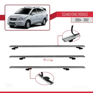 Ssangyong Rodius 2004-2012 Arası ile uyumlu Basic Model Ara Atkı Tavan Barı GRİ 3 ADET thumb 5
