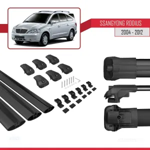 Ssangyong Rodius 2004-2012 Arası ile uyumlu ACE-1 Ara Atkı Tavan Barı SİYAH 3 ADET BAR thumb 5