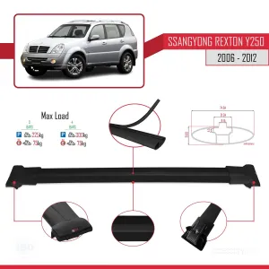 Ssangyong Rexton Y250 2006-2012 Arası ile uyumlu FLY Model Ara Atkı Tavan Barı SİYAH 3 ADET BAR thumb 4