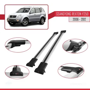Ssangyong Rexton Y250 2006-2012 Arası ile uyumlu FLY Model Ara Atkı Tavan Barı GRİ thumb 5