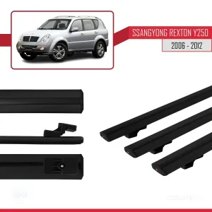 Ssangyong Rexton Y250 2006-2012 Arası ile uyumlu Basic Model Ara Atkı Tavan Barı SİYAH 3 ADET thumb 3