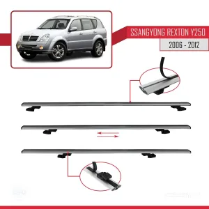Ssangyong Rexton Y250 2006-2012 Arası ile uyumlu Basic Model Ara Atkı Tavan Barı GRİ 3 ADET thumb 5