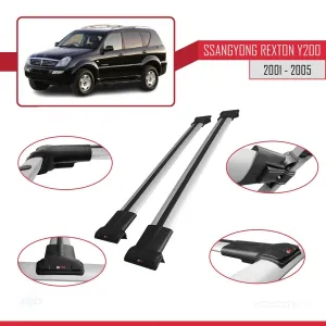Ssangyong Rexton Y200 2001-2005 Arası ile uyumlu FLY Model Ara Atkı Tavan Barı GRİ thumb 5