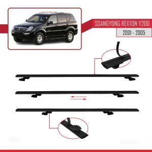 Ssangyong Rexton Y200 2001-2005 Arası ile uyumlu Basic Model Ara Atkı Tavan Barı SİYAH 3 ADET thumb 5