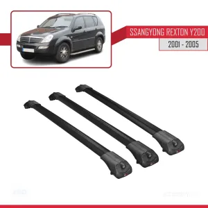 Ssangyong Rexton Y200 2001-2005 Arası ile uyumlu ACE-1 Ara Atkı Tavan Barı SİYAH 3 ADET BAR thumb 3