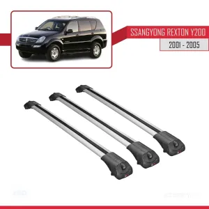 Ssangyong Rexton Y200 2001-2005 Arası ile uyumlu ACE-1 Ara Atkı Tavan Barı GRİ 3 ADET BAR thumb 3