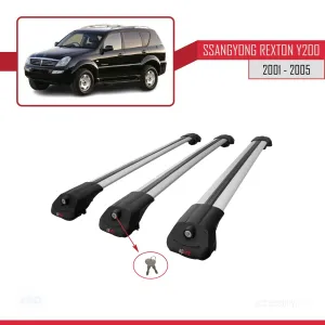 Ssangyong Rexton Y200 2001-2005 Arası ile uyumlu ACE-1 Ara Atkı Tavan Barı GRİ 3 ADET BAR thumb 4