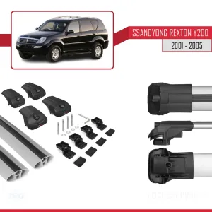 Ssangyong Rexton Y200 2001-2005 Arası ile uyumlu ACE-1 Ara Atkı Tavan Barı GRİ thumb 5