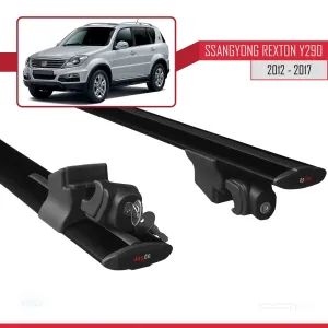 Ssangyong Rexton 2012-2017 Arası ile uyumlu HOOK Model Anahtar Kilitli Ara Atkı Tavan Barı SİYAH thumb 5