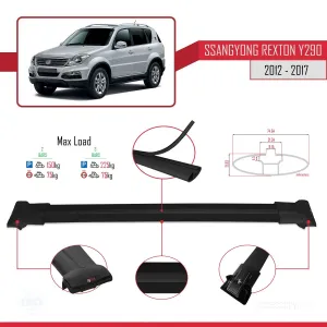 Ssangyong Rexton (Y290) 2012-2017 Arası ile uyumlu FLY Model Ara Atkı Tavan Barı SİYAH thumb 4