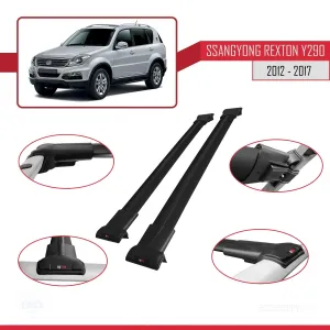 Ssangyong Rexton (Y290) 2012-2017 Arası ile uyumlu FLY Model Ara Atkı Tavan Barı SİYAH thumb 5