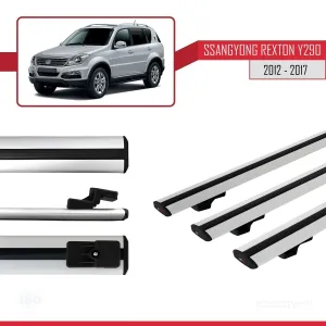 Ssangyong Rexton (Y290) 2012-2017 Arası ile uyumlu Basic Model Ara Atkı Tavan Barı GRİ 3 ADET thumb 3