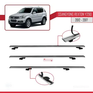 Ssangyong Rexton (Y290) 2012-2017 Arası ile uyumlu Basic Model Ara Atkı Tavan Barı GRİ 3 ADET thumb 5