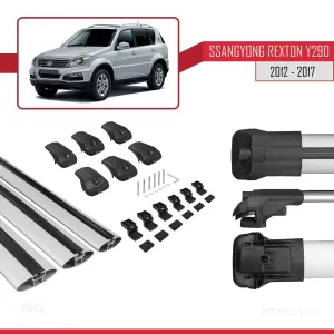 Ssangyong Rexton (Y290) 2012-2017 Arası ile uyumlu ACE-1 Ara Atkı Tavan Barı GRİ 3 ADET BAR thumb 5