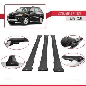 Ssangyong Kyron 2006-2014 Arası ile uyumlu FLY Model Ara Atkı Tavan Barı SİYAH 3 ADET BAR thumb 5