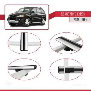 Ssangyong Kyron 2006-2014 Arası ile uyumlu Basic Model Ara Atkı Tavan Barı GRİ 3 ADET thumb 4