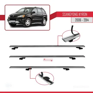 Ssangyong Kyron 2006-2014 Arası ile uyumlu Basic Model Ara Atkı Tavan Barı GRİ 3 ADET thumb 5
