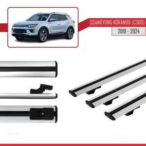Ssangyong Korando (C300) 2019 ve Sonrası ile uyumlu Basic Model Ara Atkı Tavan Barı GRİ 3 ADET thumb 5