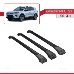 Ssangyong Korando (C300) 2019 ve Sonrası ile uyumlu ACE-1 Ara Atkı Tavan Barı SİYAH 3 ADET BAR thumb 3