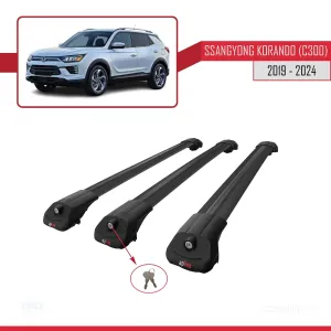 Ssangyong Korando (C300) 2019 ve Sonrası ile uyumlu ACE-1 Ara Atkı Tavan Barı SİYAH 3 ADET BAR thumb 4