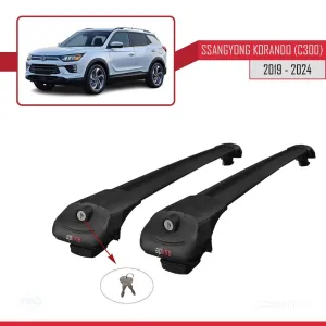 Ssangyong Korando (C300) 2019 ve Sonrası ile uyumlu ACE-1 Ara Atkı Tavan Barı SİYAH thumb 4