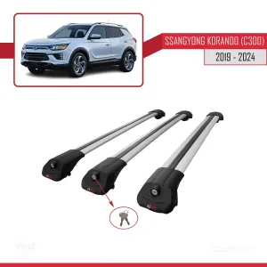 Ssangyong Korando (C300) 2019 ve Sonrası ile uyumlu ACE-1 Ara Atkı Tavan Barı GRİ 3 ADET BAR thumb 4