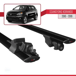 Ssangyong Korando (C) 2010-2019 Arası ile uyumlu HOOK Model Anahtar Kilitli Ara Atkı Tavan Barı SİYAH thumb 5