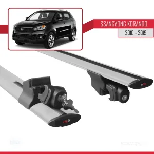 Ssangyong Korando (C) 2010-2019 Arası ile uyumlu HOOK Model Anahtar Kilitli Ara Atkı Tavan Barı GRİ thumb 5