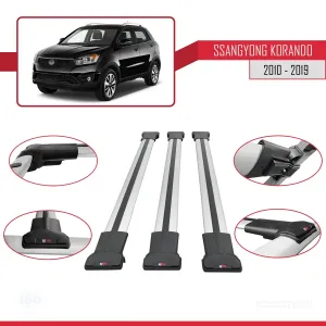 Ssangyong Korando (C) 2010-2019 Arası ile Uyumlu FLY Model Ara Atkı Tavan Barı GRİ 3 ADET BAR thumb 5