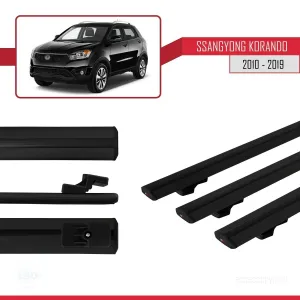 Ssangyong Korando (C) 2010-2019 Arası ile uyumlu Basic Model Ara Atkı Tavan Barı SİYAH 3 ADET thumb 3