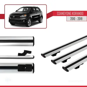 Ssangyong Korando (C) 2010-2019 Arası ile uyumlu Basic Model Ara Atkı Tavan Barı GRİ 3 ADET thumb 3