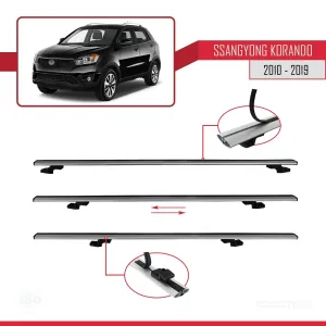 Ssangyong Korando (C) 2010-2019 Arası ile uyumlu Basic Model Ara Atkı Tavan Barı GRİ 3 ADET thumb 5