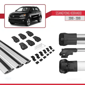 Ssangyong Korando (C) 2010-2019 Arası ile uyumlu ACE-1 Ara Atkı Tavan Barı GRİ 3 ADET BAR thumb 5