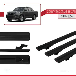 Ssangyong Grand Musso 2018 ve Sonrası ile uyumlu Basic Model Ara Atkı Tavan Barı SİYAH 3 ADET thumb 5