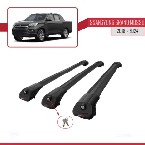 Ssangyong Grand Musso 2018 ve Sonrası ile uyumlu ACE-1 Ara Atkı Tavan Barı SİYAH 3 ADET BAR thumb 4