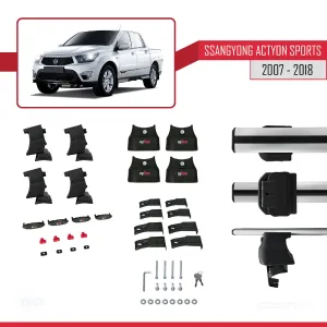 Ssangyong Actyon Sports 2007-2018 Arası ile uyumlu ACE-4 Ara Atkı Tavan Barı GRİ thumb 4