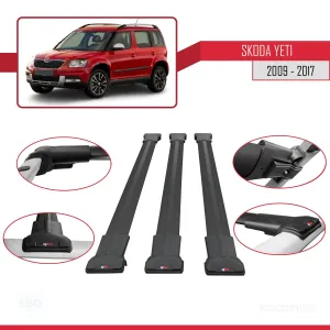 Skoda Yeti 2009-2017 Arası ile Uyumlu FLY Model Ara Atkı Tavan Barı SİYAH 3 ADET BAR thumb 5