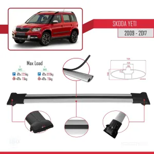 Skoda Yeti 2009-2017 Arası ile Uyumlu FLY Model Ara Atkı Tavan Barı GRİ 3 ADET BAR thumb 4