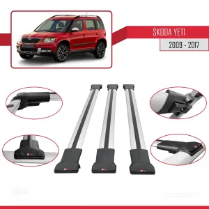 Skoda Yeti 2009-2017 Arası ile Uyumlu FLY Model Ara Atkı Tavan Barı GRİ 3 ADET BAR thumb 5