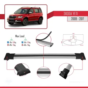 Skoda Yeti 2009-2017 Arası ile Uyumlu FLY Model Ara Atkı Tavan Barı GRİ thumb 4