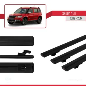Skoda Yeti 2009-2017 Arası  ile uyumlu Basic Model Ara Atkı Tavan Barı SİYAH 3 ADET thumb 3
