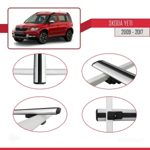 Skoda Yeti 2009-2017 Arası  ile uyumlu Basic Model Ara Atkı Tavan Barı GRİ 3 ADET thumb 4
