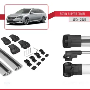 Skoda SuperB SW 2015-2020 Arası ile uyumlu ACE-1 Ara Atkı Tavan Barı GRİ thumb 5