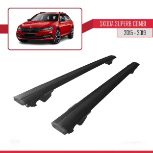 Skoda Superb SW / Estate 2015-2019 Arası ile uyumlu HOOK Model Anahtar Kilitli Ara Atkı Tavan Barı SİYAH thumb 4