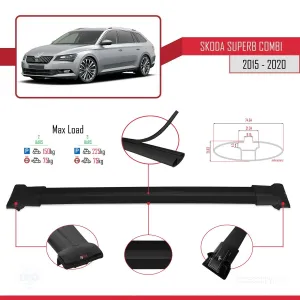 Skoda SuperB COMBI 2015-2020 Arası ile uyumlu FLY Model Ara Atkı Tavan Barı SİYAH thumb 4