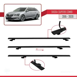 Skoda SuperB COMBI 2015-2020 Arası ile uyumlu Basic Model Ara Atkı Tavan Barı SİYAH 3 ADET thumb 5