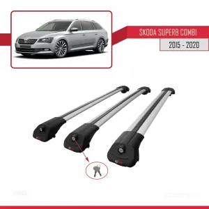 Skoda SuperB COMBI 2015-2020 Arası ile uyumlu ACE-1 Ara Atkı Tavan Barı GRİ 3 ADET BAR thumb 4